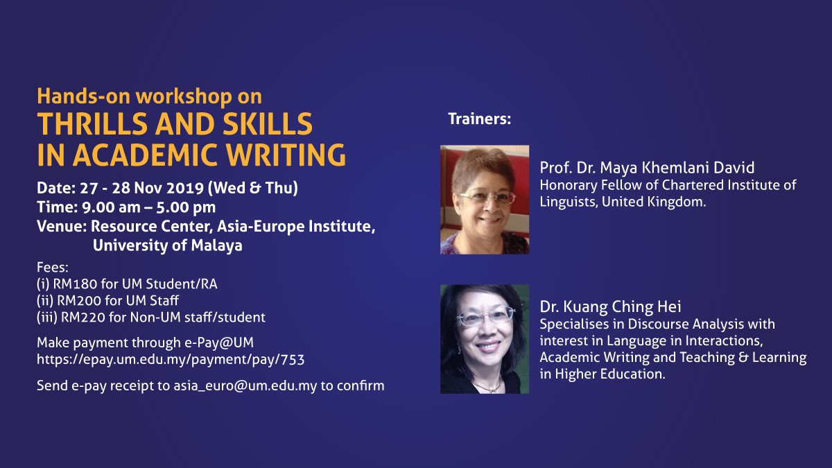 Hands-on workshop on Thrills and Skills in Academic Writing