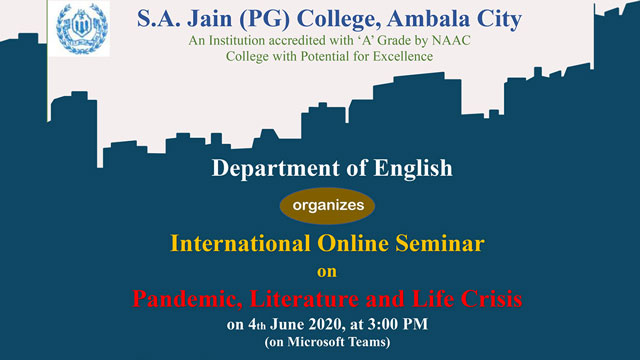Join Prof. Maya Khemlani David at the International Online Seminar on Pandemic, Literature and Life Crisis