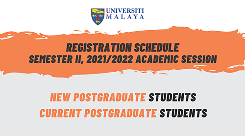 Registration Schedule
for New & Current Postgraduate Students -
Semester II, 2021/2022 Academic Session