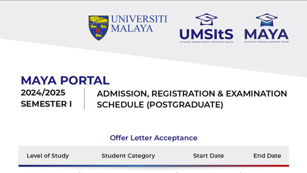 2024/2025 Semester I: Admission, Registration & Examination Schedule (Postgraduate)