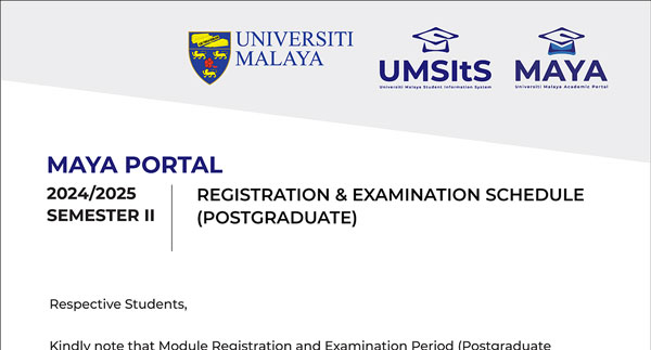 Registration Schedule - Semester II, 2024/2025 Academic Session