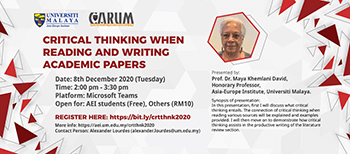 Webinar: Critical Thinking When Reading and Writing Academic Papers