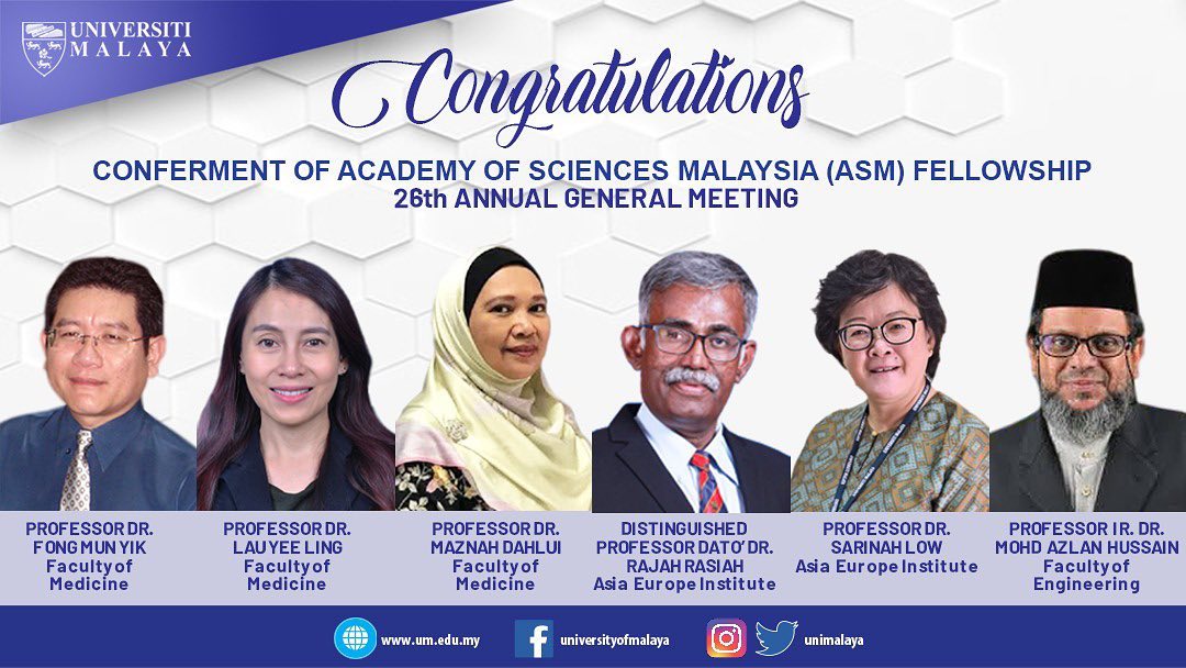 Congratulations to Distinguished Professor Dato' Dr. Rajah Rasiah and Professor Dr. Sarinah Low Abdullah @ Low Wah Yun